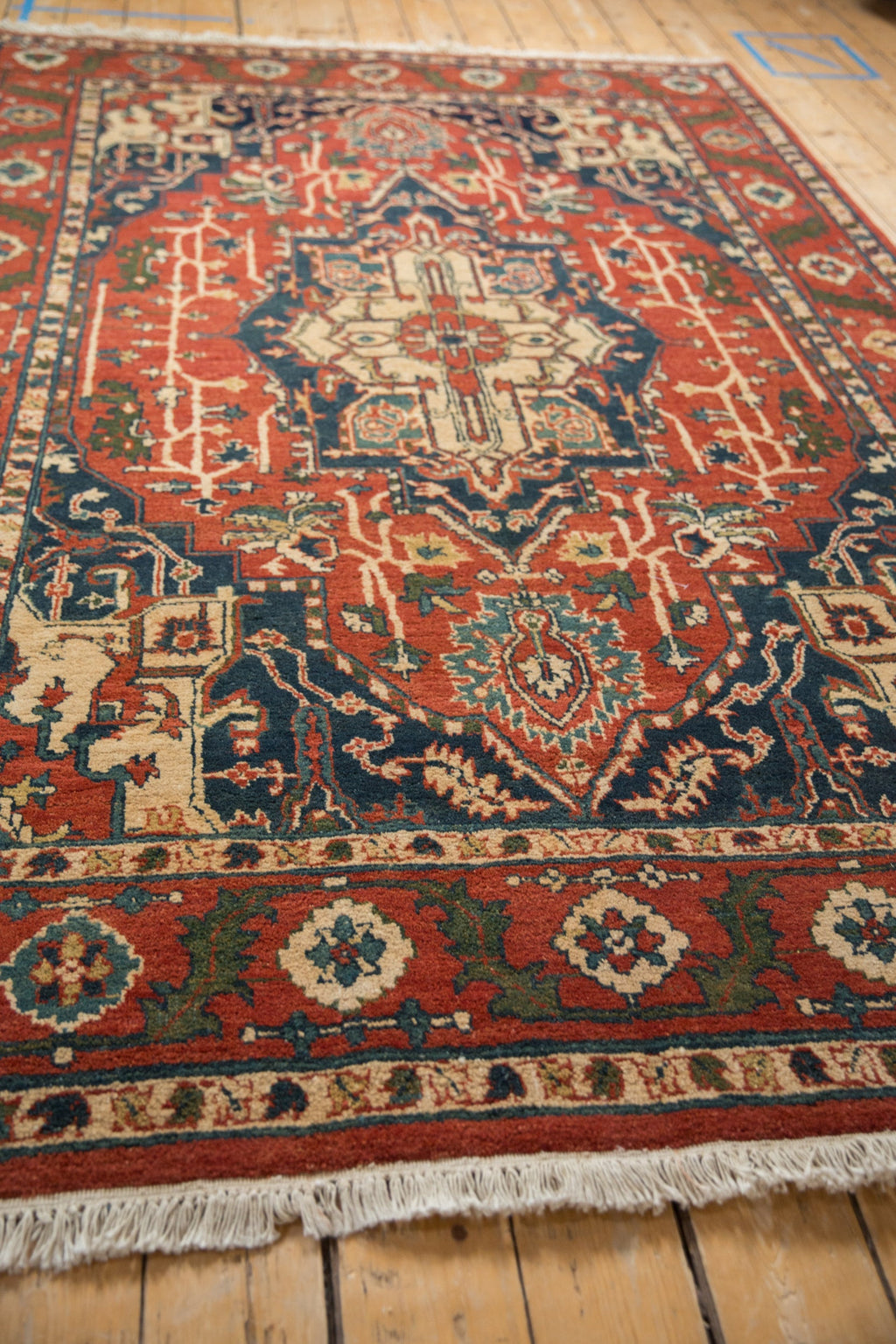 6x9.5 Vintage Indian Heriz Design Carpet