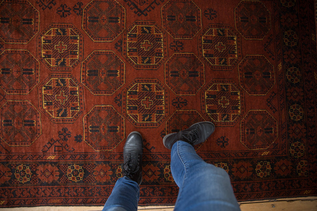4.5x7 Vintage Afghani Bokhara Design Rug