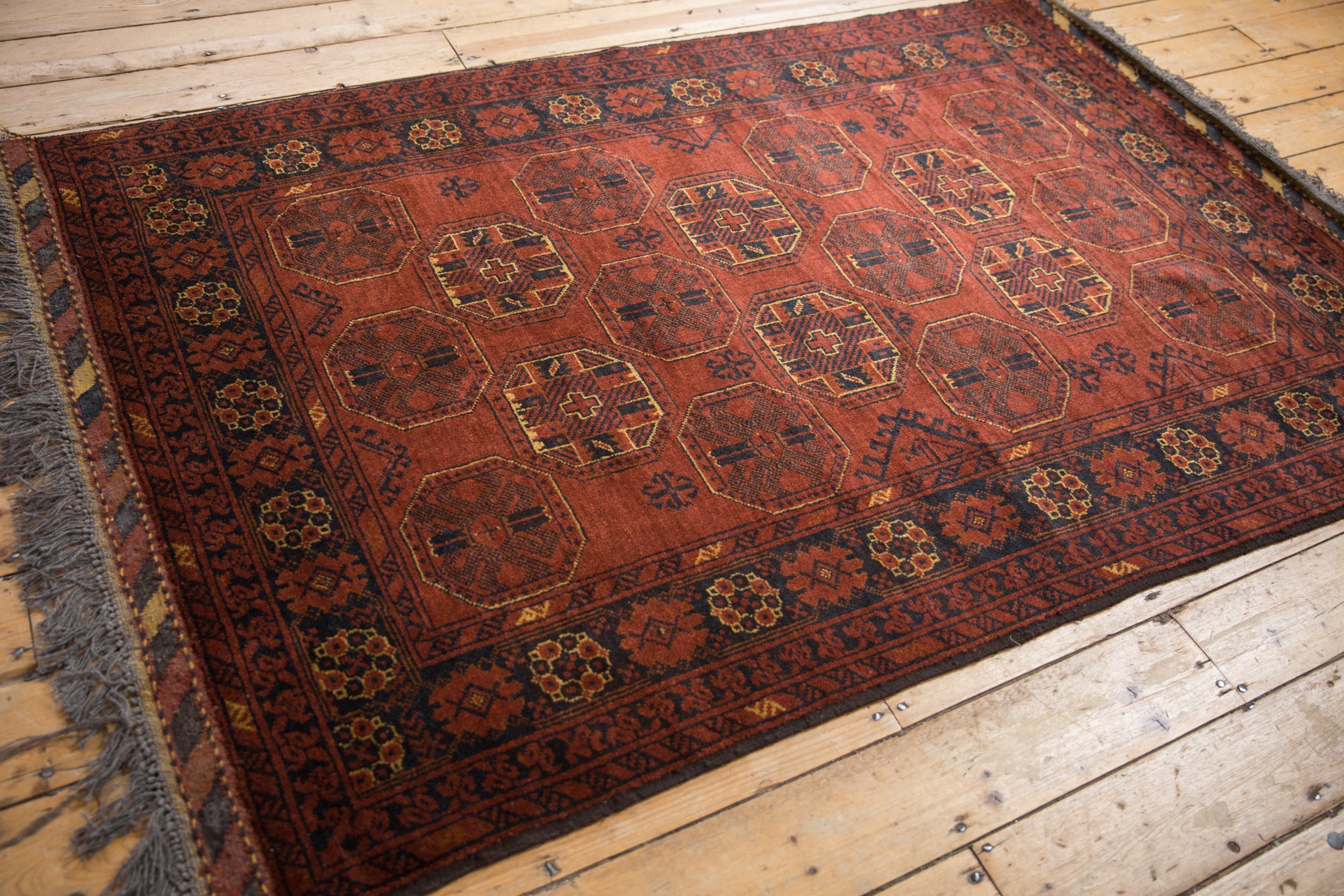 4.5x7 Vintage Afghani Bokhara Design Rug