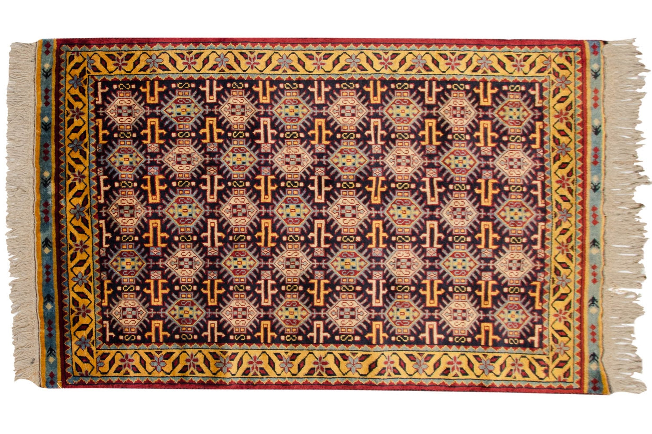 3x5 Vintage Indian Caucasian Design Rug