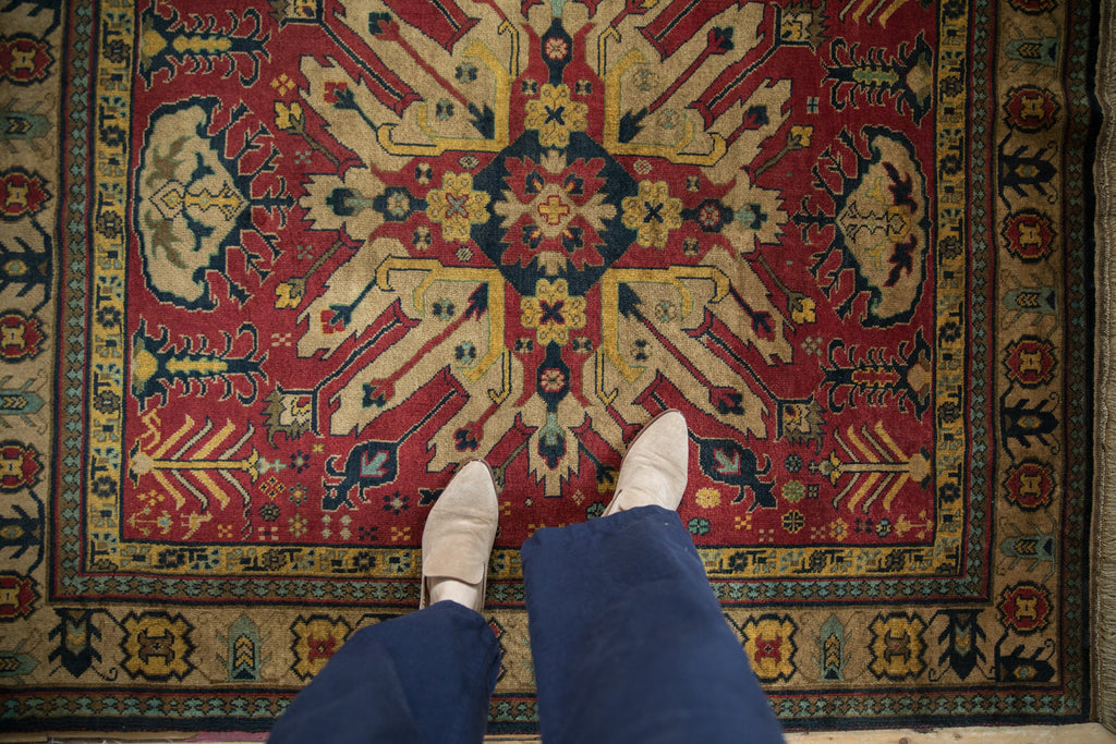 4.5x5.5 Vintage Indian Kazak Design Square Rug