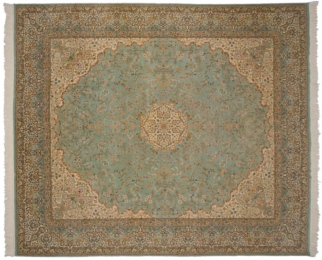 12x14 Vintage Fine Bulgarian Kerman Design Square Carpet