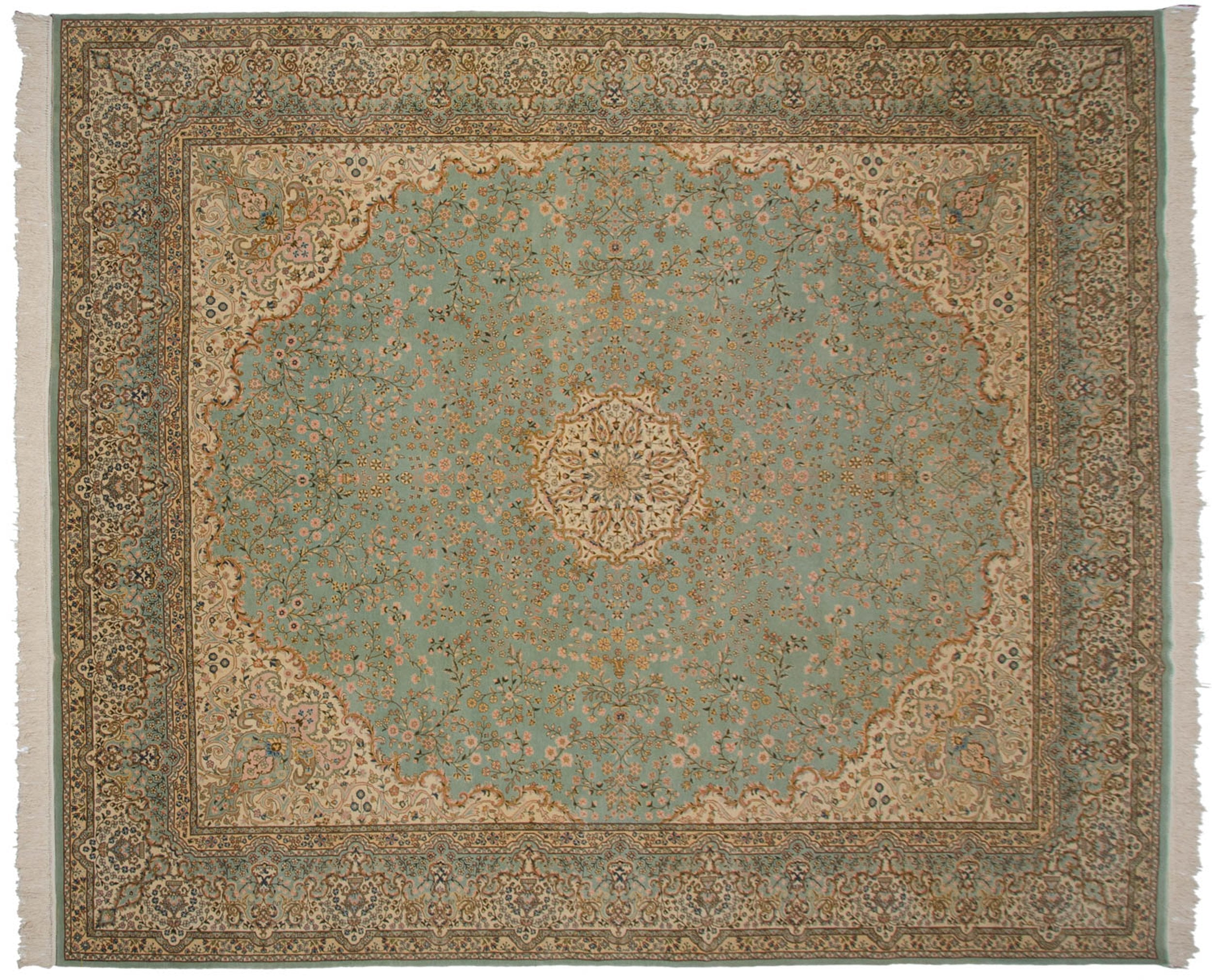 12x14 Vintage Fine Bulgarian Kerman Design Square Carpet