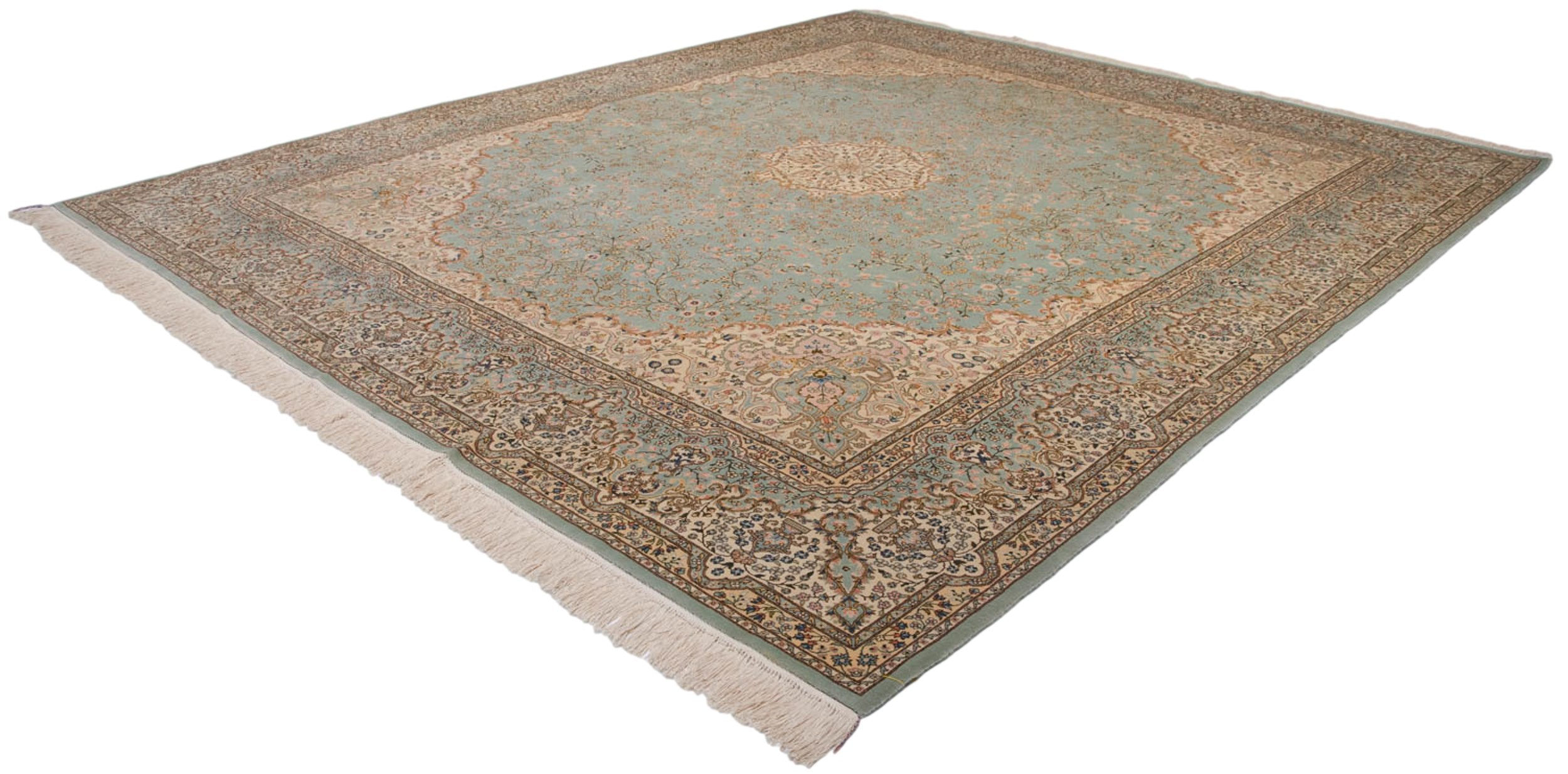 12x14 Vintage Fine Bulgarian Kerman Design Square Carpet