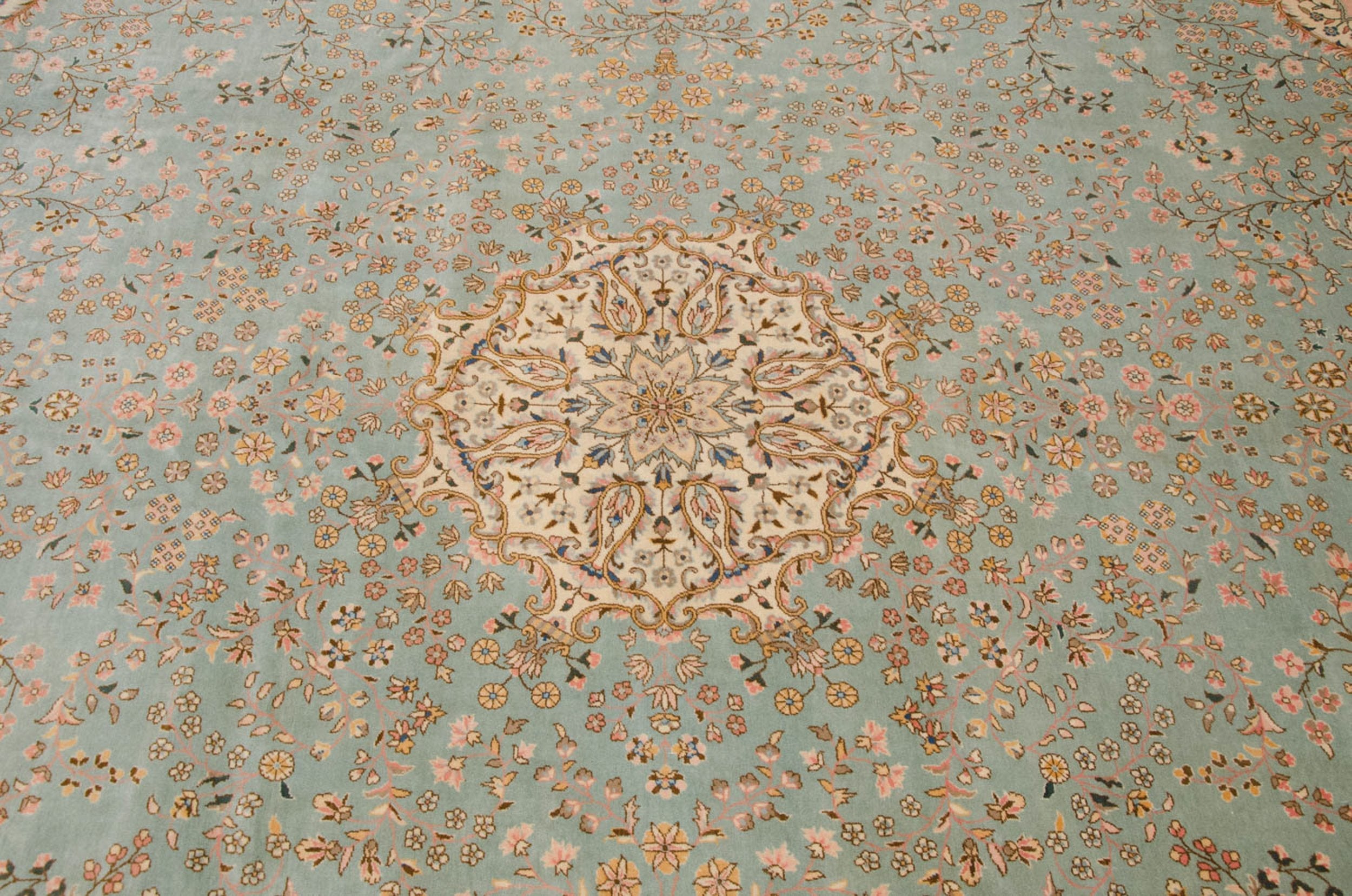 12x14 Vintage Fine Bulgarian Kerman Design Square Carpet