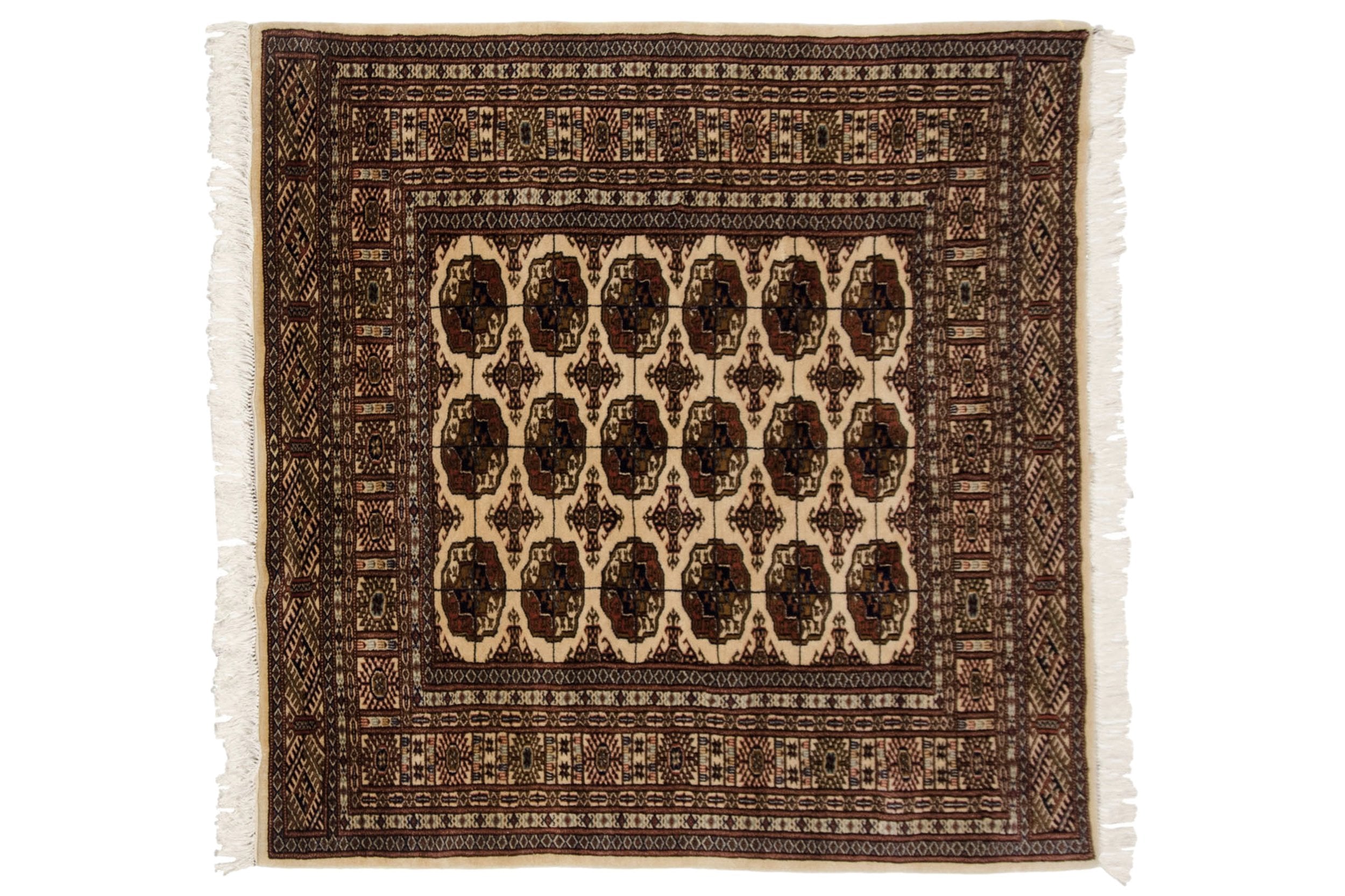 5x5 Vintage Fine Bokhara Square Rug