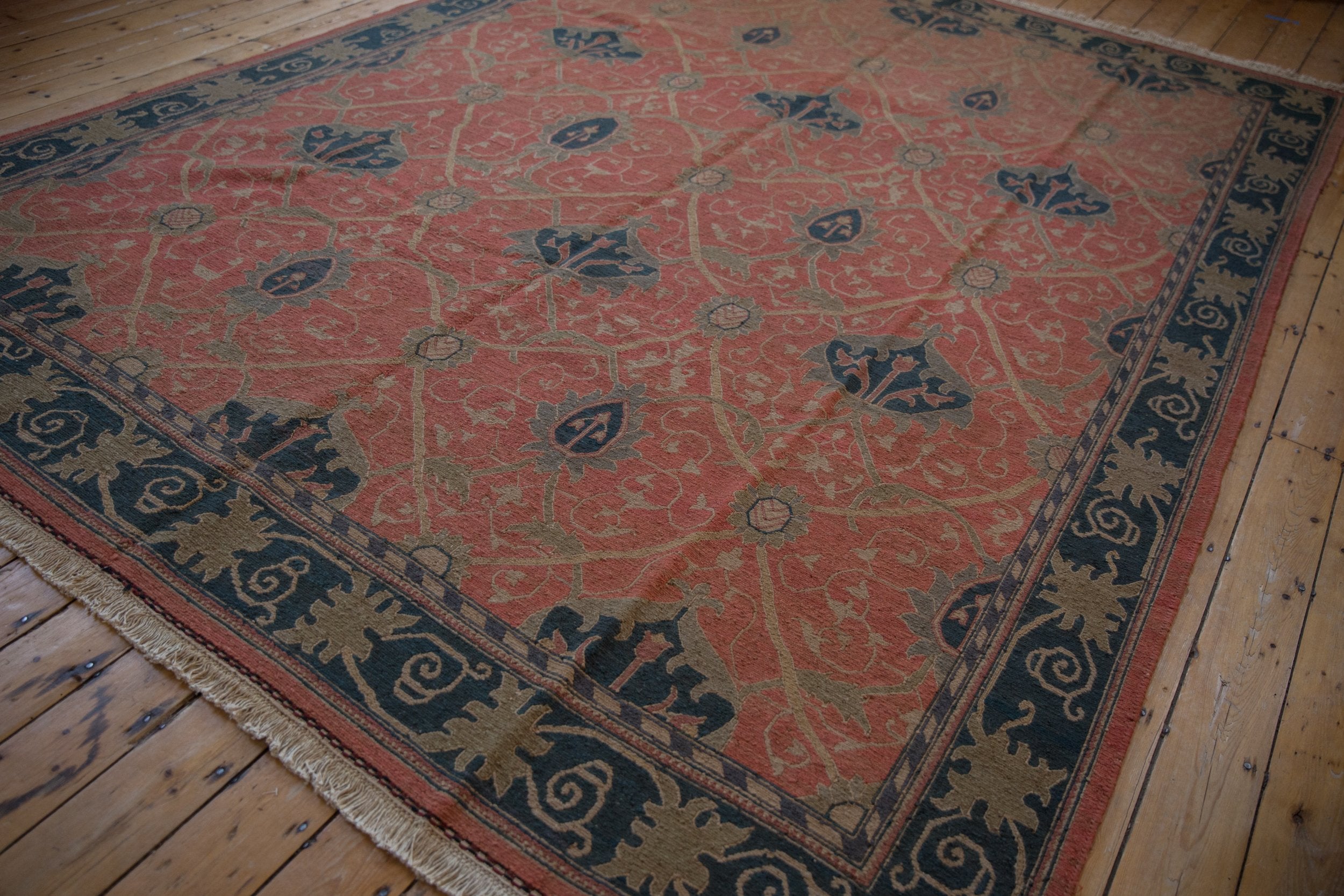 9x12 Vintage Tea Washed Indian Arts And Crafts Soumac Design Carpet