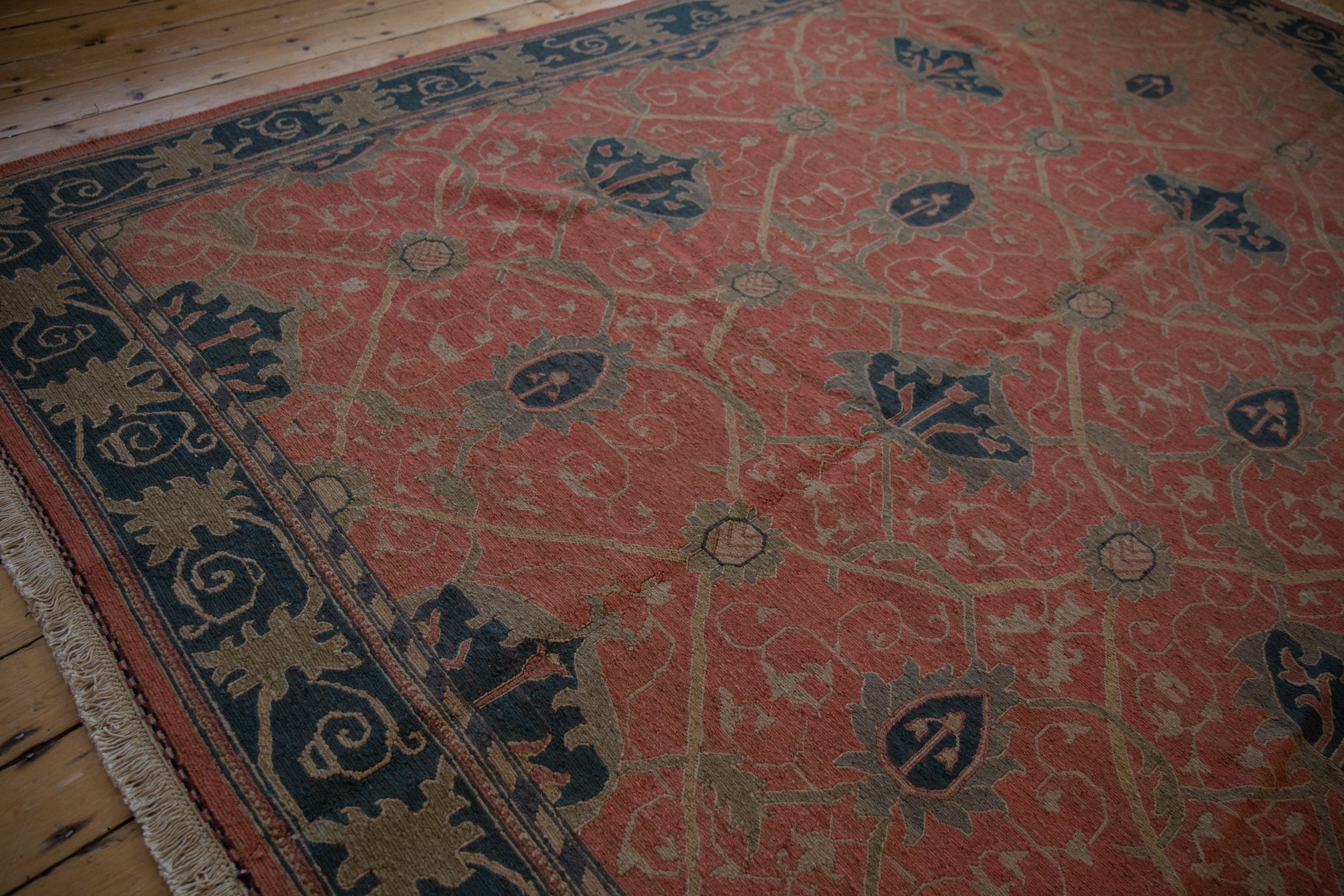 9x12 Vintage Tea Washed Indian Arts And Crafts Soumac Design Carpet