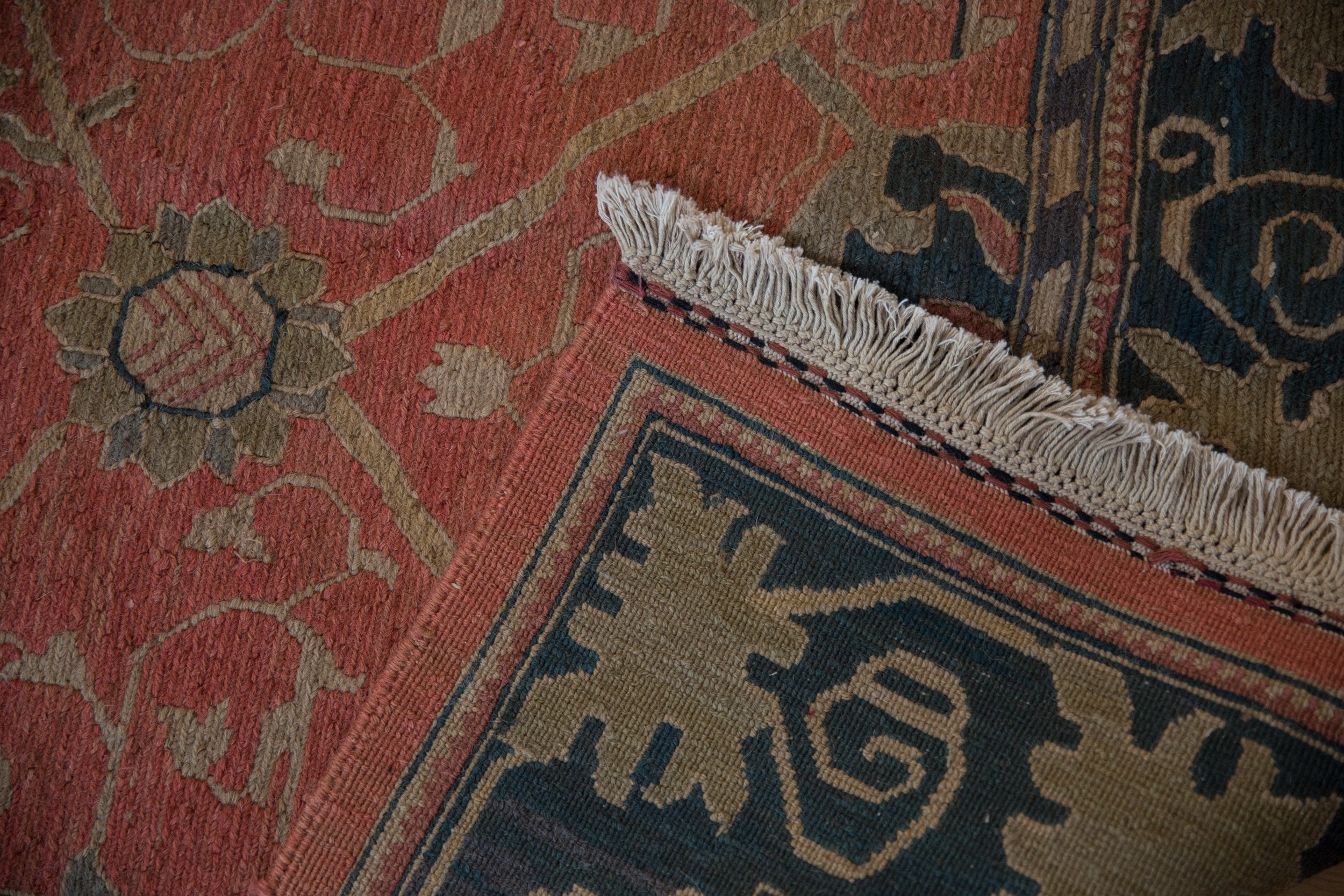 9x12 Vintage Tea Washed Indian Arts And Crafts Soumac Design Carpet
