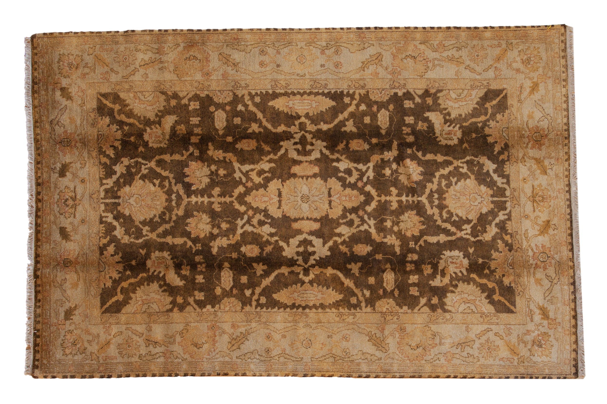 6x9.5 Gold Wash Indian Oushak Design Carpet