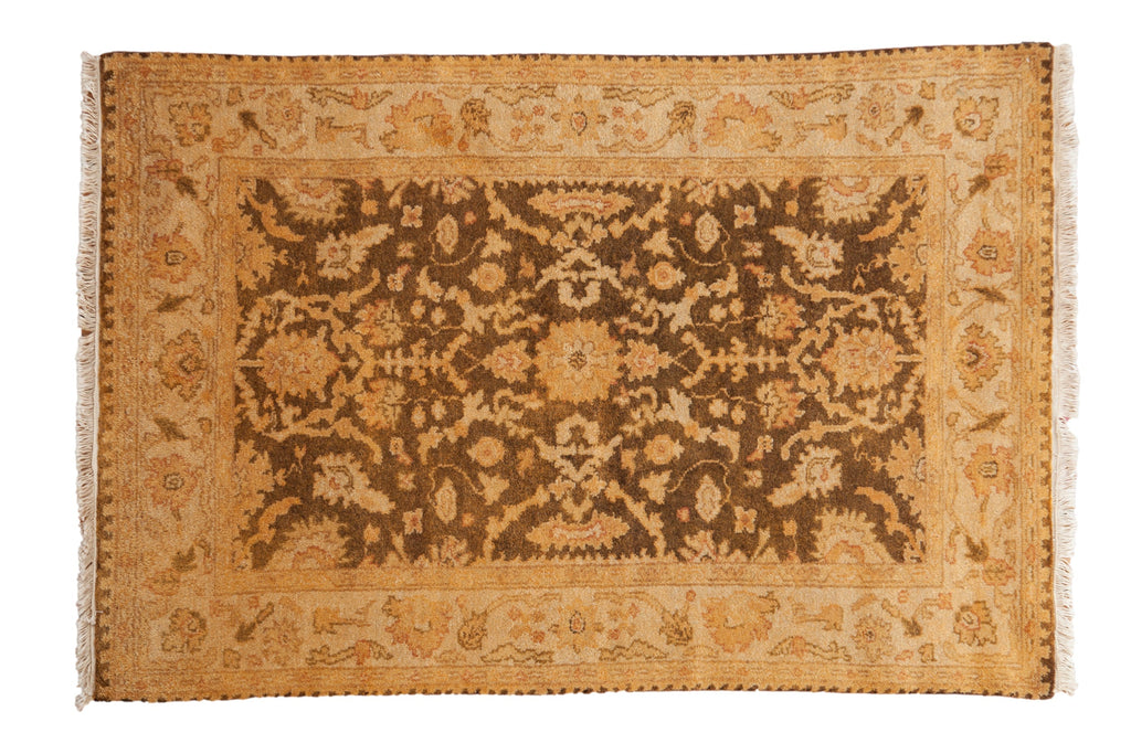 4x6 Vintage Gold Wash Indian Oushak Design Rug