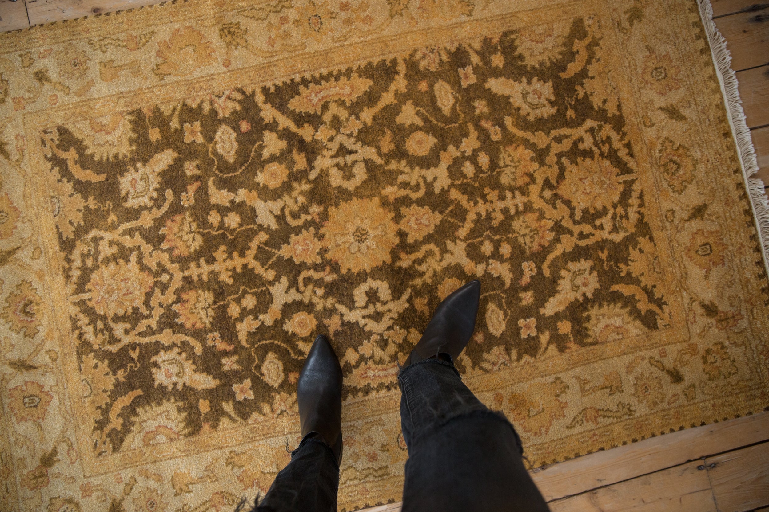 4x6 Vintage Gold Wash Indian Oushak Design Rug