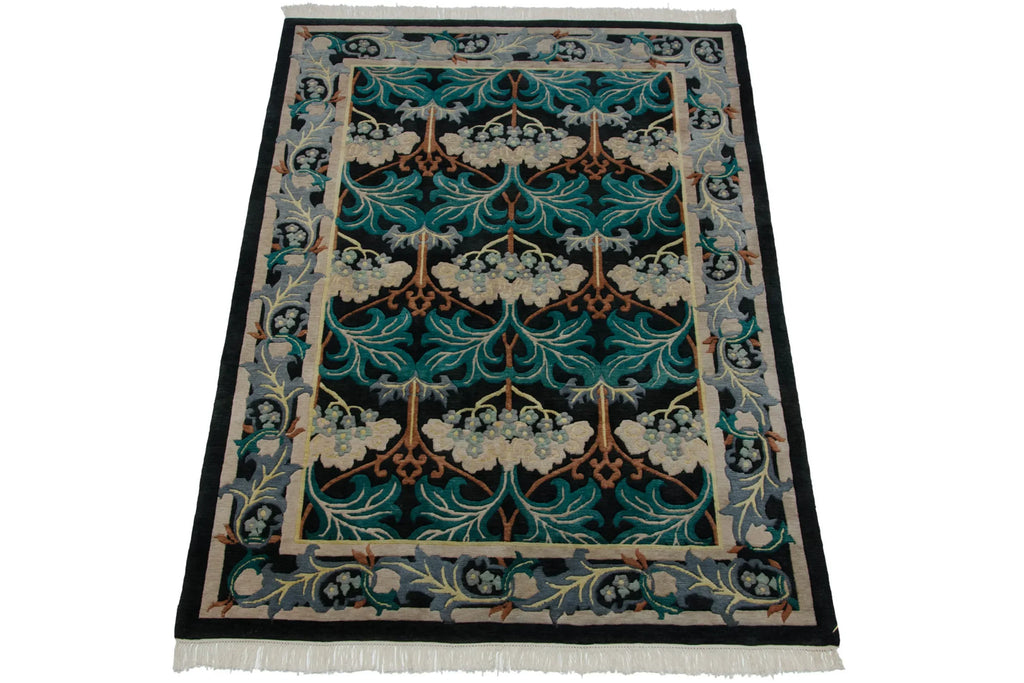 6x9 Vintage Indian William Morris Design Carpet