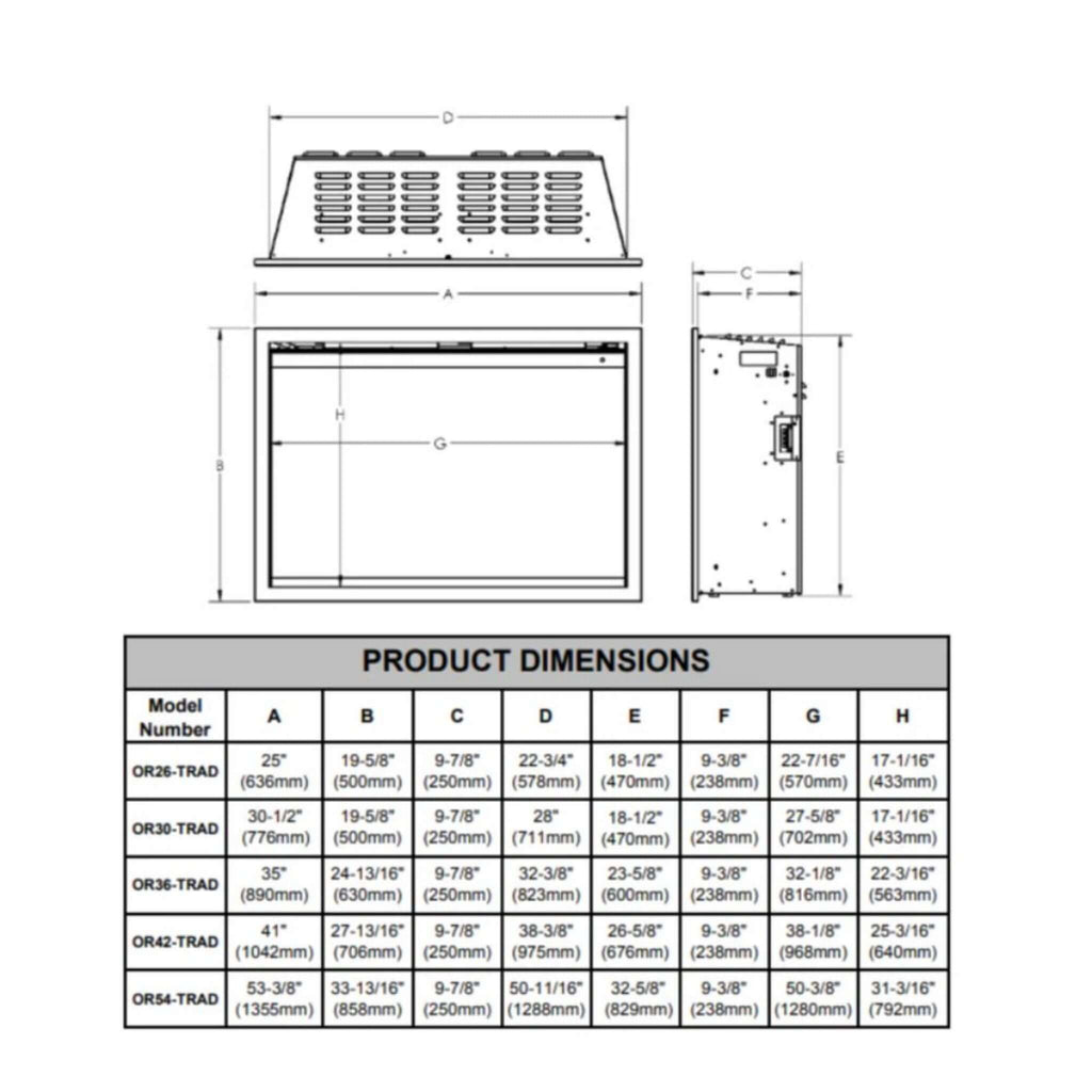 Modern Flames Orion Traditional 36" Heliovision Electric Fireplace [OR36-TRAD] (SAK91024)