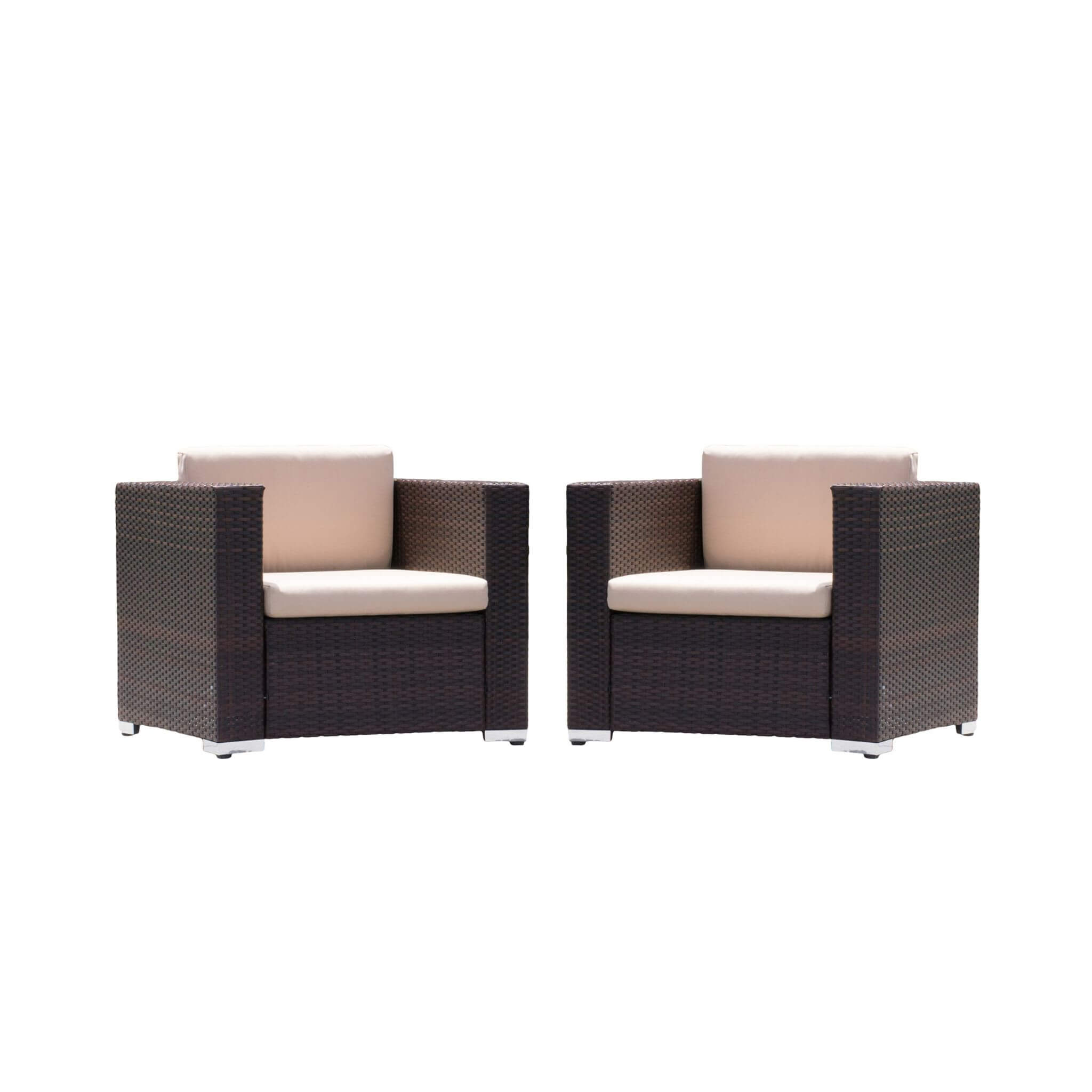 Modern Rattan Outdoor Water-Resistant Wicker Patio Chairs With Cushions [Set Of 2 PCS] (SAK76544)