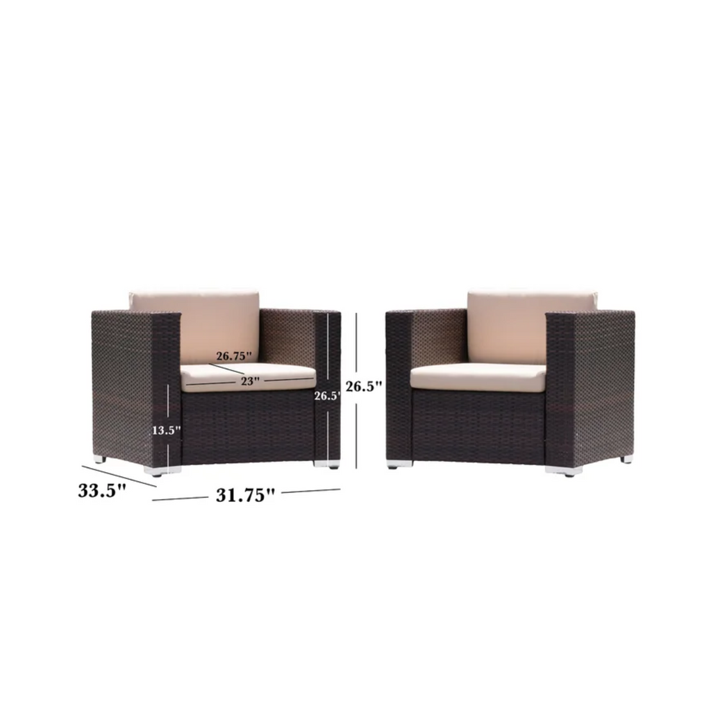Modern Rattan Outdoor Water-Resistant Wicker Patio Chairs With Cushions [Set Of 2 PCS] (SAK76544)