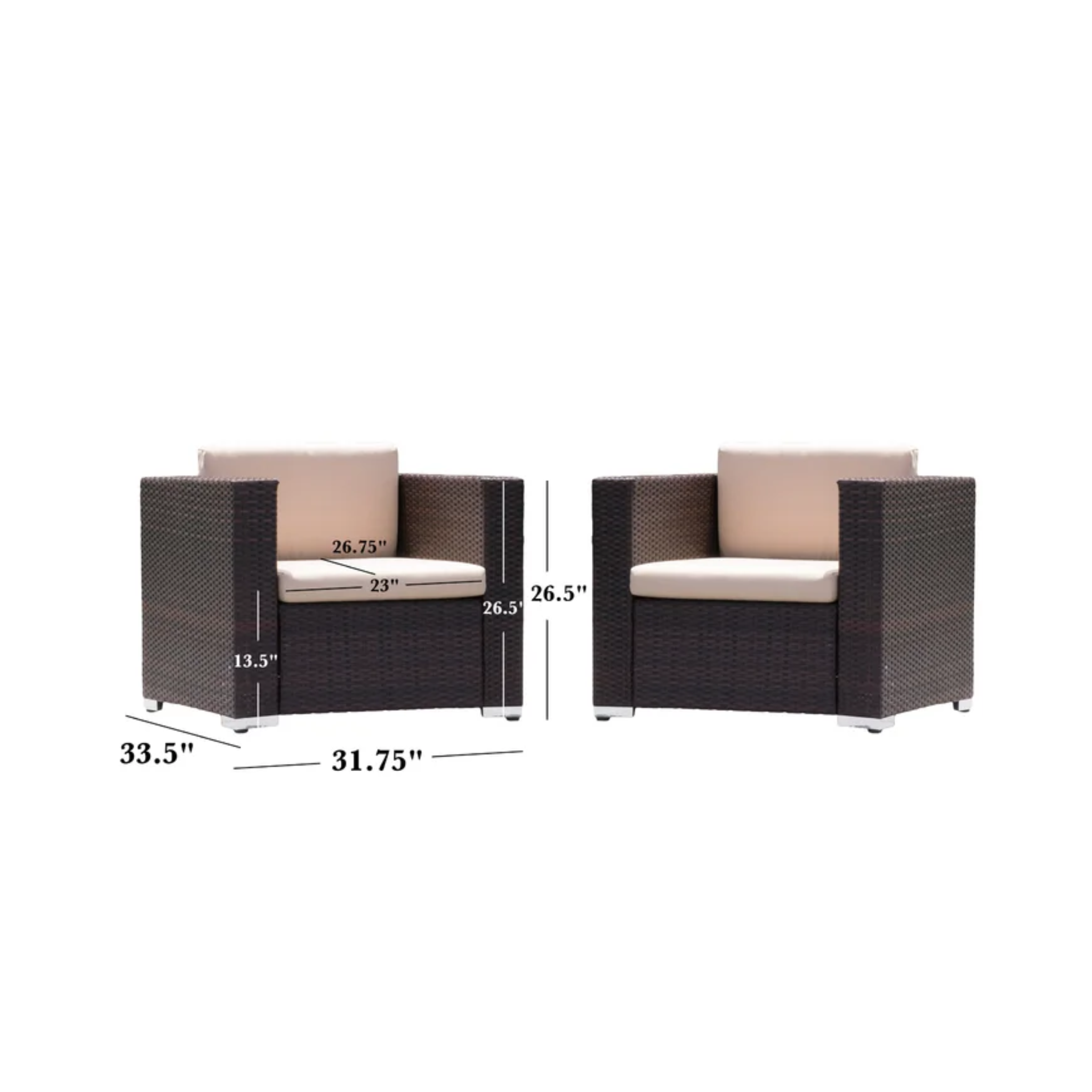 Modern Rattan Outdoor Water-Resistant Wicker Patio Chairs With Cushions [Set Of 2 PCS] (SAK76544)