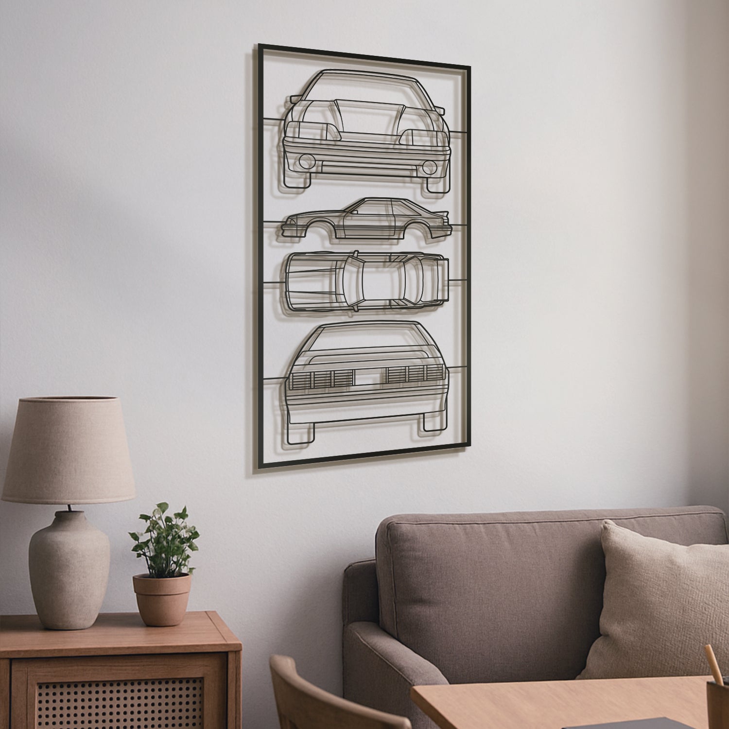 1987 Mustang GT Fox Body Quad Profile Metal Frame Silhouette - MT1450