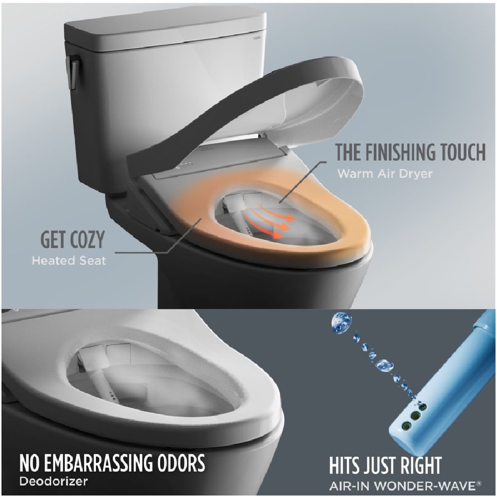 [MW7764726CSFGA#01] TOTO Drake 1.6 GPF Elongated Chair Height Ewater Toilet With Washlet S7A Auto Flush (SAK64218)