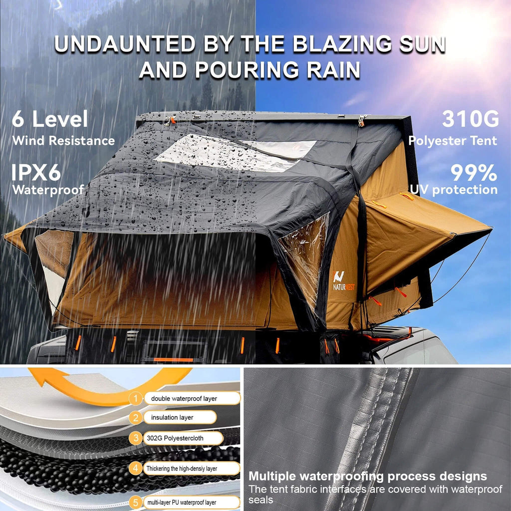Naturnest Sirius 3 Premium 2XL 3-Person Clamshell Roof Top Tent (SAK62917)