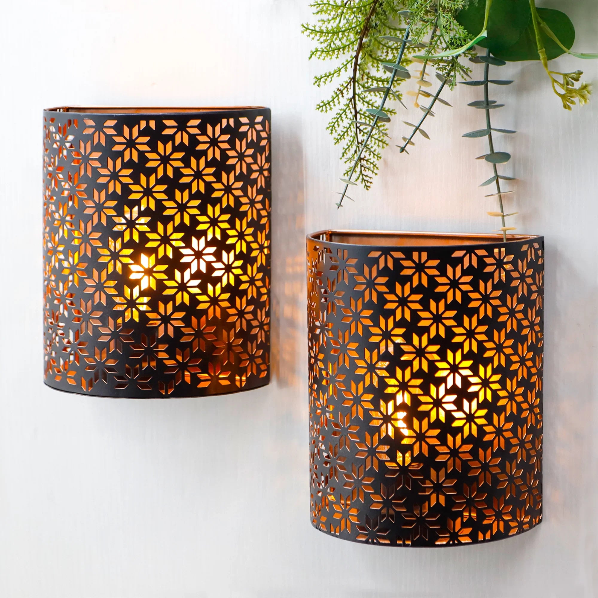 Set of 2-8''H Wall Sconce Lighting Lamps（Snowflake）