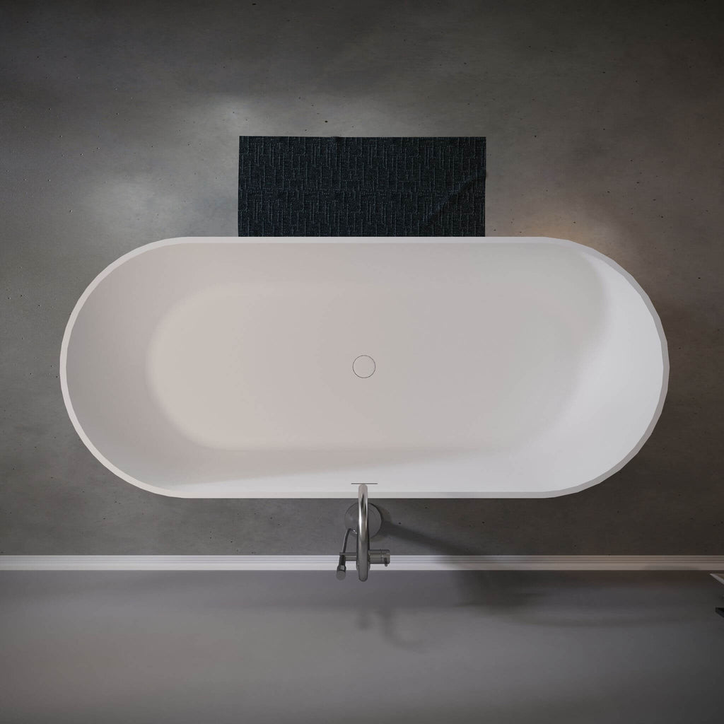 Nuvia 59-Inch Luxury Solid Surface Matte White Freestanding Soaking Tub (SAK95320)