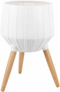Dunguan White Ribbed Wood Planter
