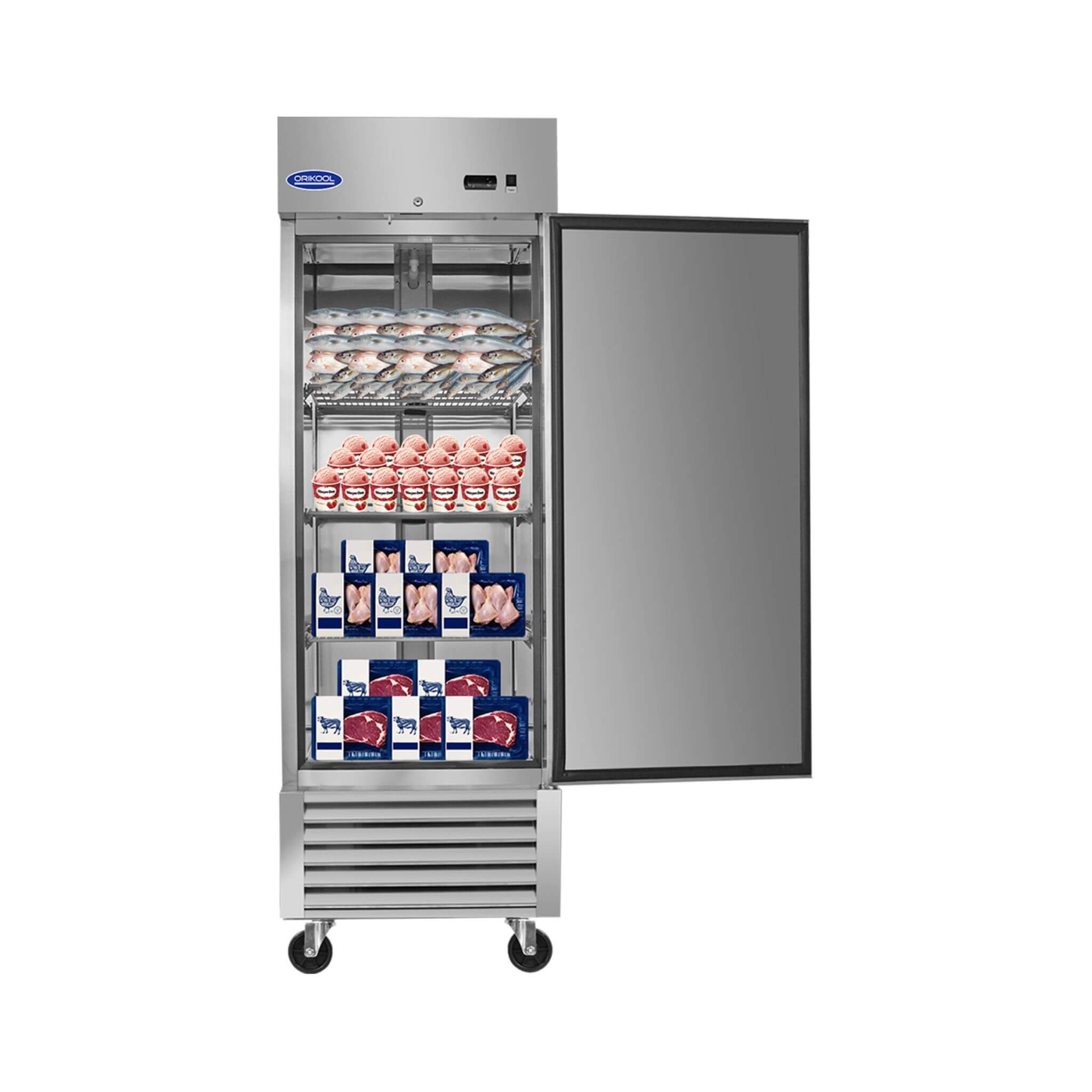 Orikool 27 Inch Commercial 23 Cu.Ft Reach-In Stainless Steel Freezer (SAK96352)