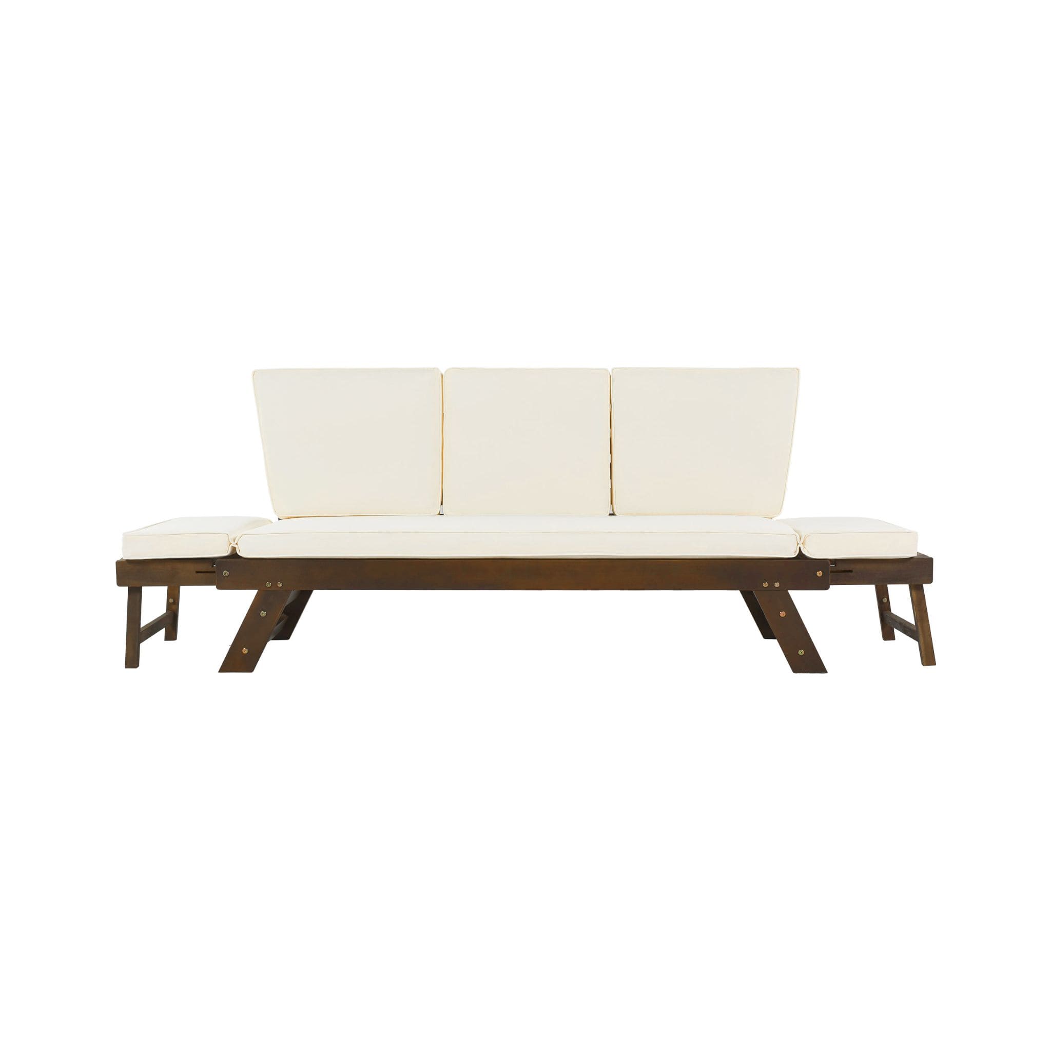 Outdoor Adjustable Wooden Patio Daybed Sofa With Cushions (SAK41345)