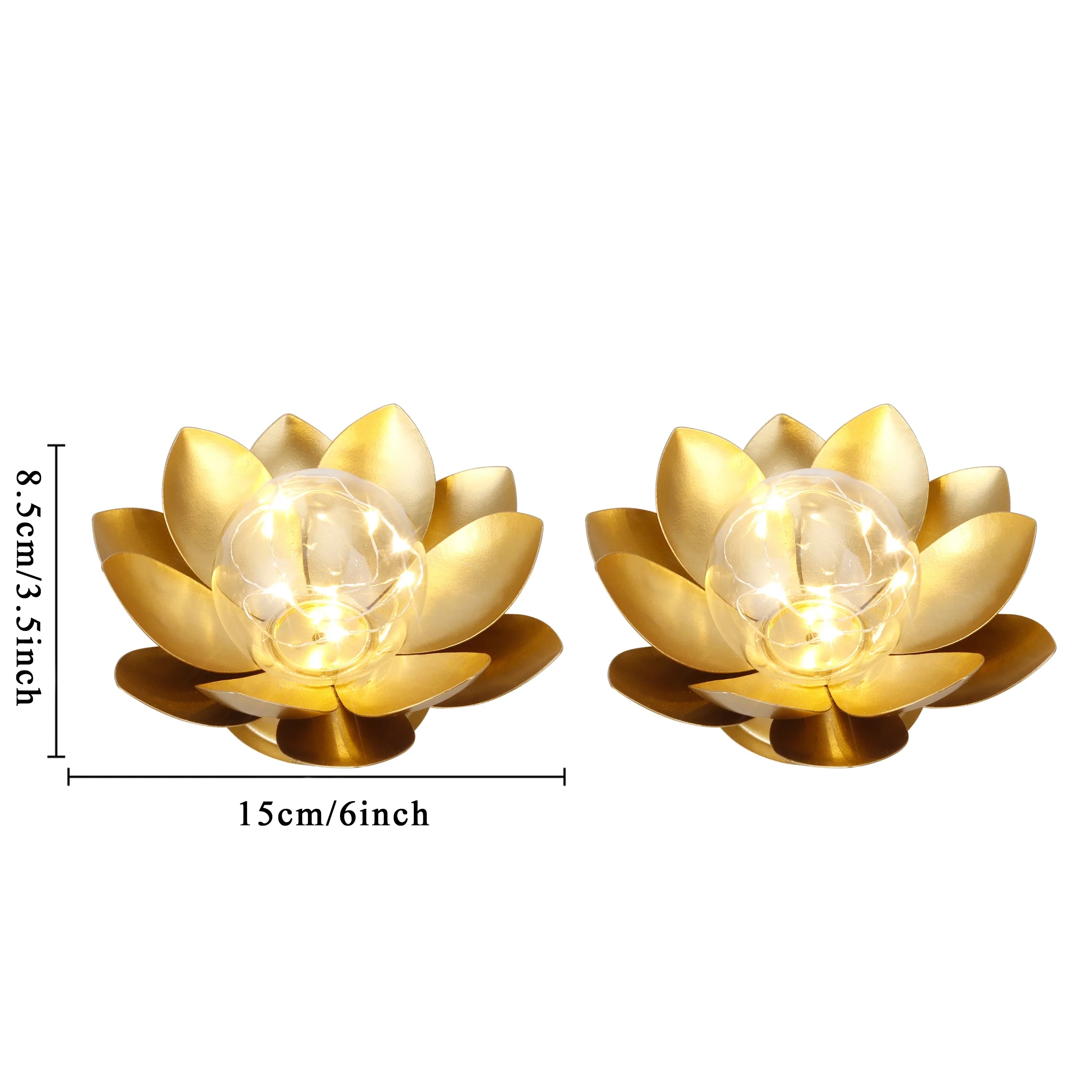Set of 2-D6"xH3.34" Gold Lotus Table Lamps