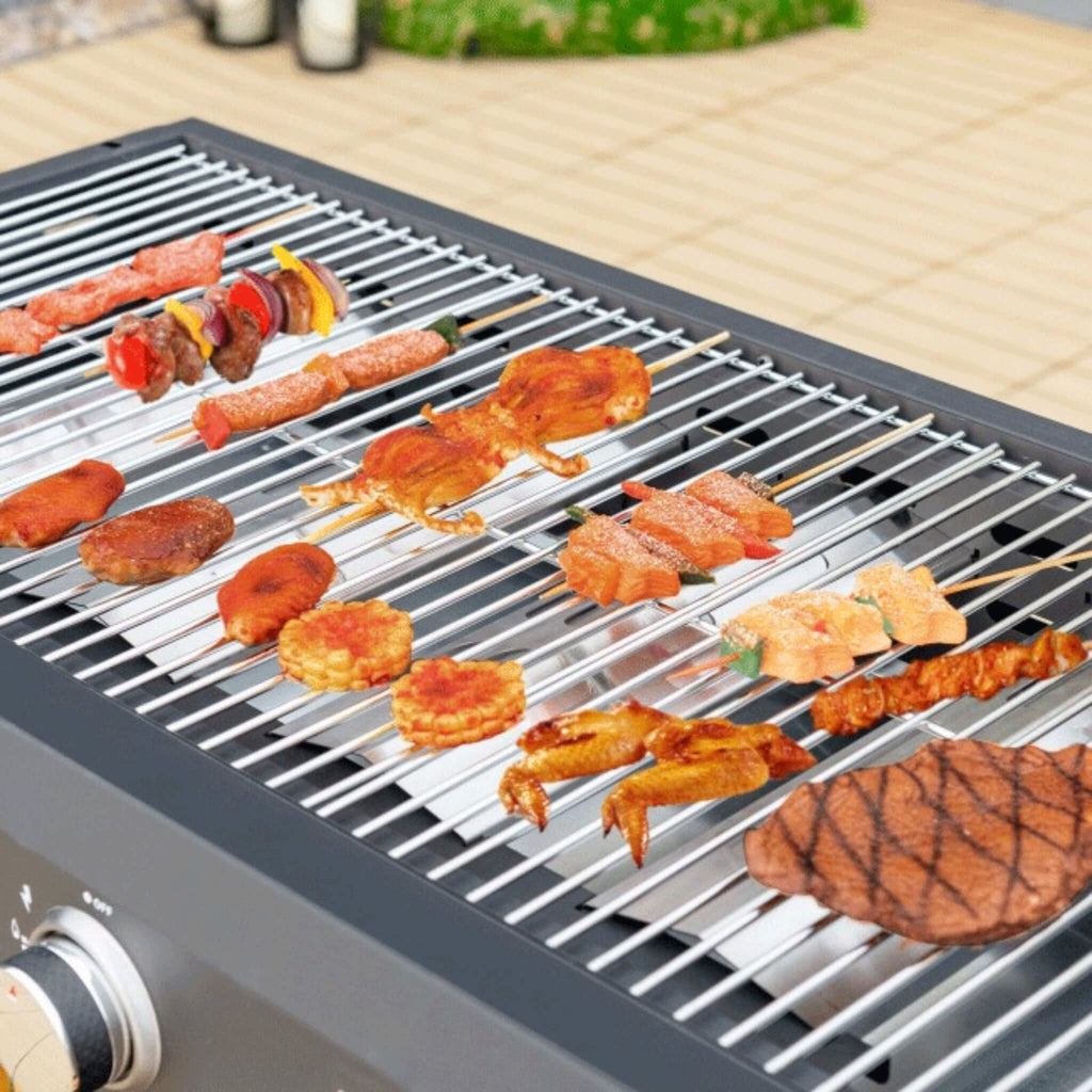 Portable Outdoor 4 Burner Propane Flat Top Gas Grill W/ Wheels, 60K BTU (SAK66104)