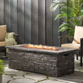 Premium 56" Outdoor Rectangular Concrete Propane Fire Pit W/ Faux Stone Pattern, 50K BTU (SAK31845)