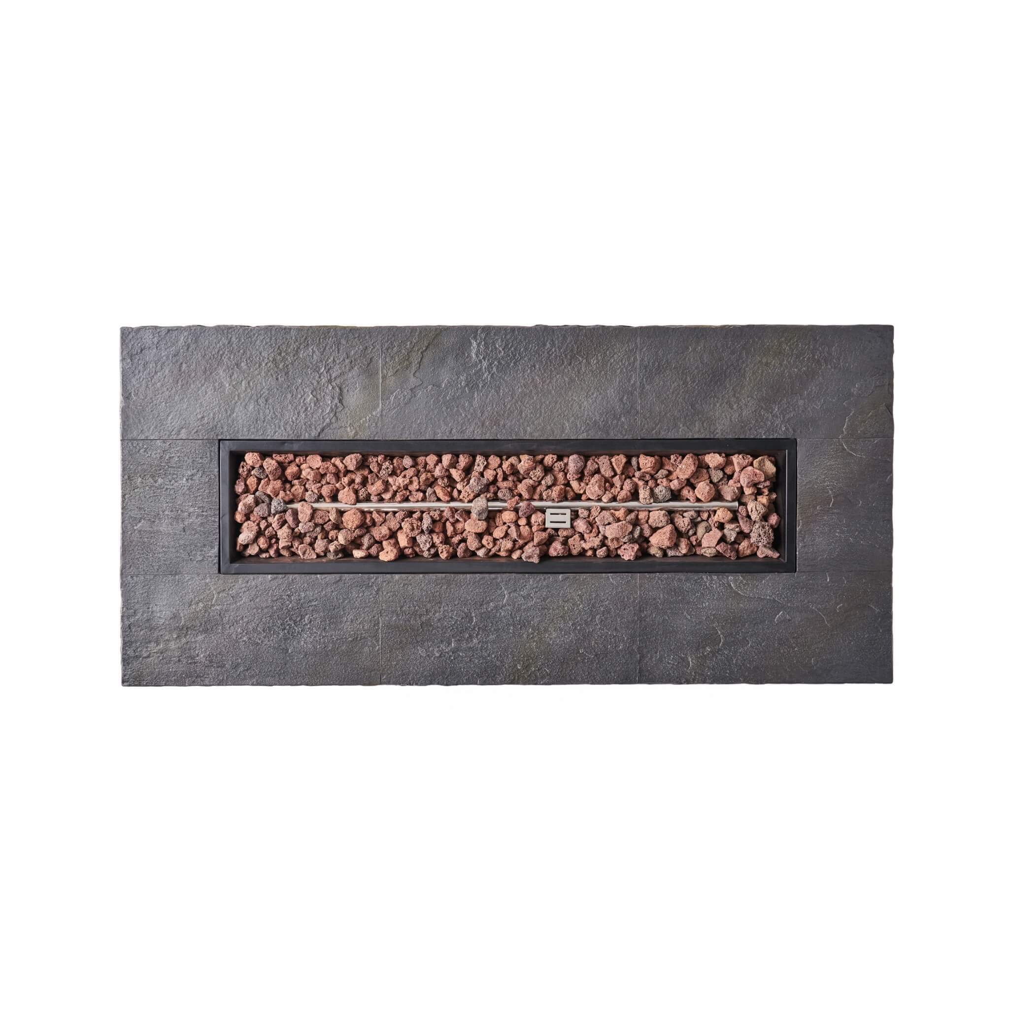 Premium 56" Outdoor Rectangular Concrete Propane Fire Pit W/ Faux Stone Pattern, 50K BTU (SAK31845)