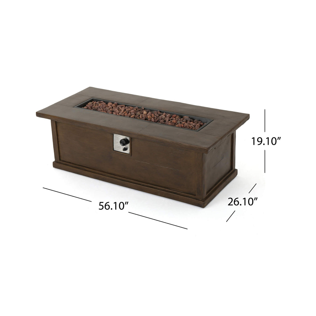 Premium 56" Transitional Rectangular Outdoor Propane Gas Fire Pit Table, 50K BTU (SAK25790)