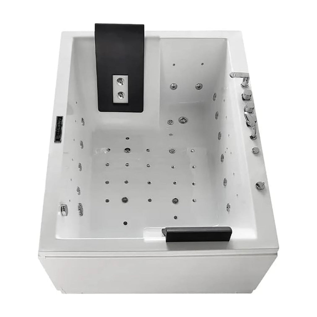 Premium 71 Inch Modern Acrylic Soaking Bathtub With Bubble Jets And LED Lighting (SAK26415)