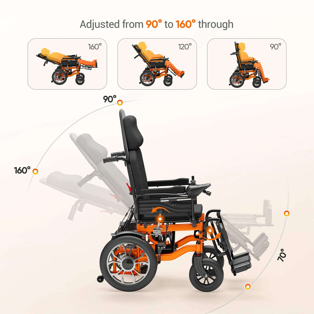 Premium Lightweight Electric Full Reclining Motorized Foldable Wheelchair (SAK91516)