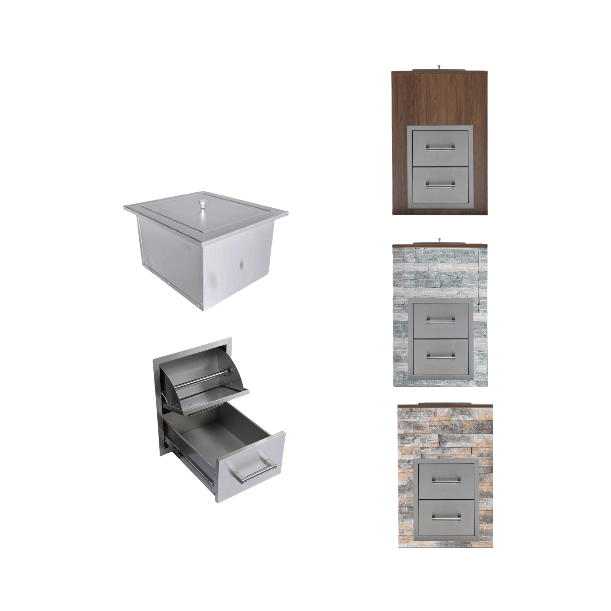 Premium Outdoor Kitchen With 32 Inch 60000 BTU Built-In Stainless Steel LPG Gas Grill, Door And Drawer Combo And Stainless Steel Ice Box (SAK98661)