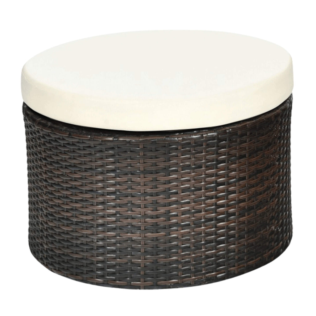 Premium Round Outdoor Patio Rattan Daybed W/ Canopy & Table, 76" (SAK96418)