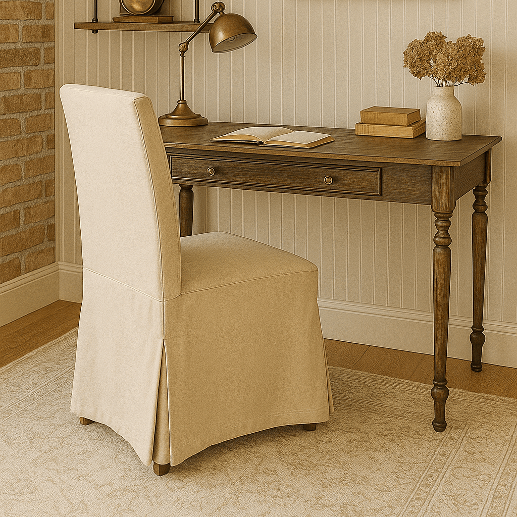 Beige Linen Floor-Length Slipcover Compatible with IKEA Henriksdal Chair – Elegant Dining Room Upgrade