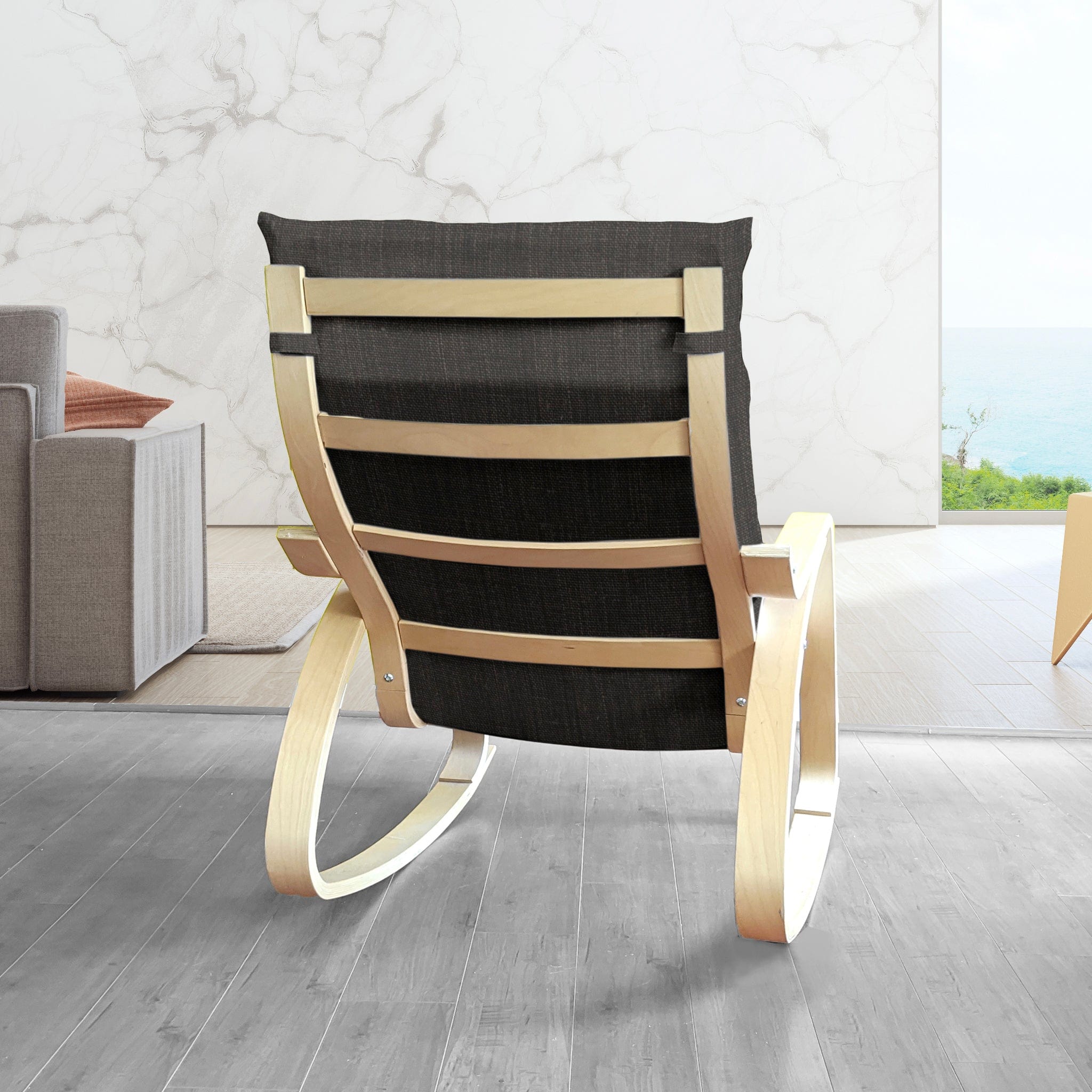 Black European Linen Chair and Footstool Slip Covers, Compatible with IKEA Poang