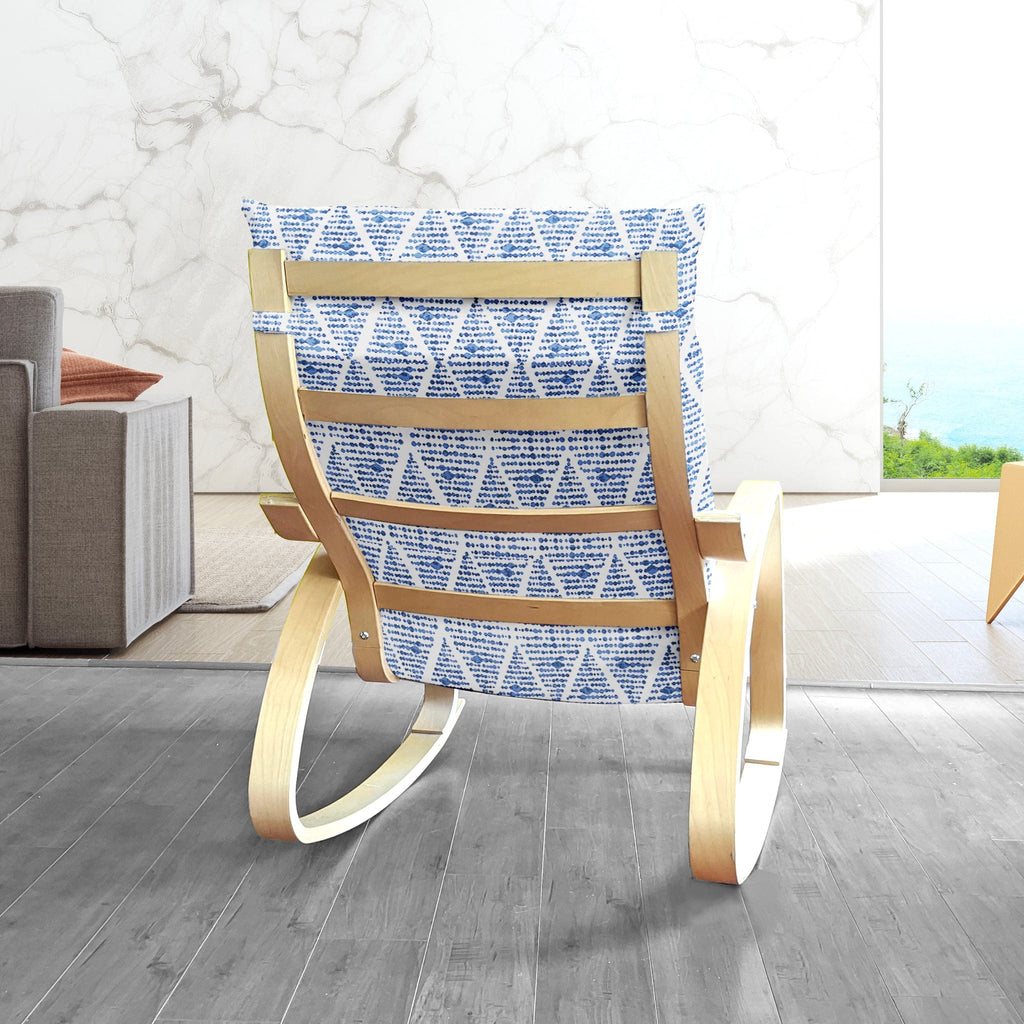 Boho Indigo Blue Diamond Print Chair and Footstool Covers, Compatible with IKEA Poang