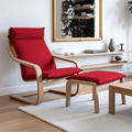 Velvet Burgundy Red Chair and Ottoman Covers, Compatible with IKEA Poang