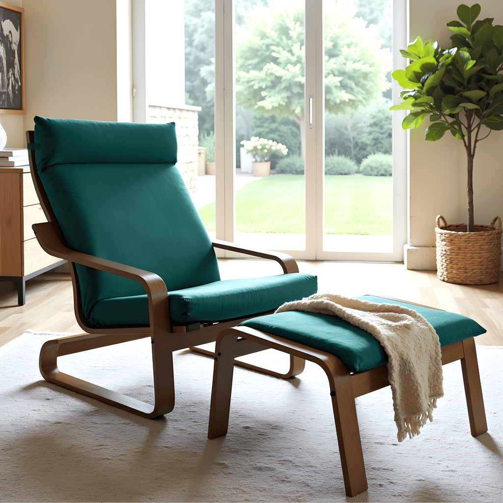 Velvet Forest Green Chair and Ottoman Covers, Compatible with IKEA Poang