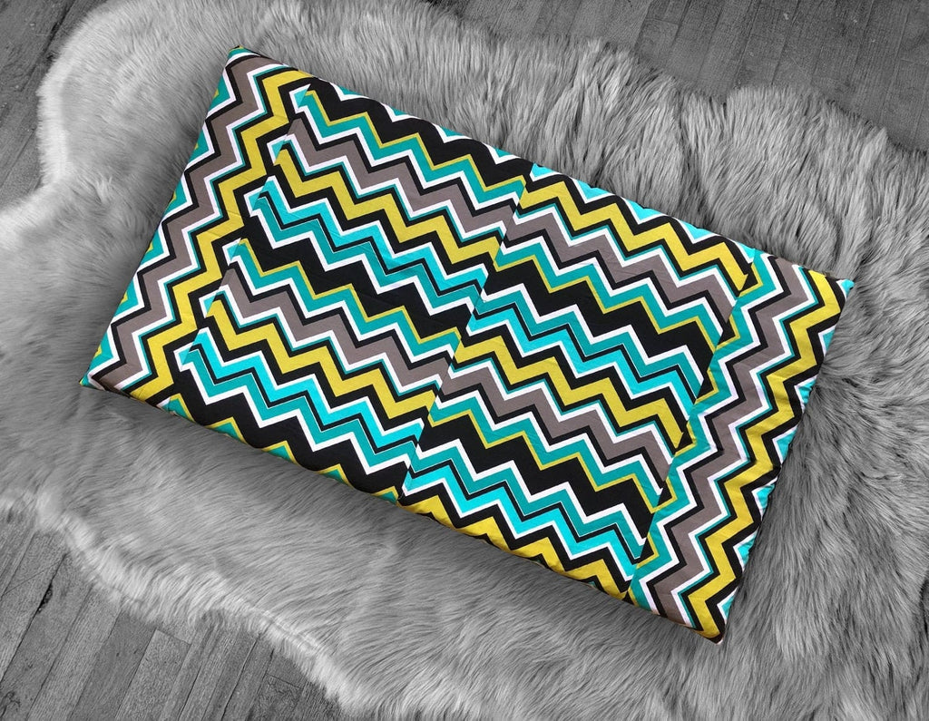 SALE IKEA Bankkamrat, Hemmahos, Stuva Bench Pad Cover  Chevron Pattern, Turquoise Blue Yellow