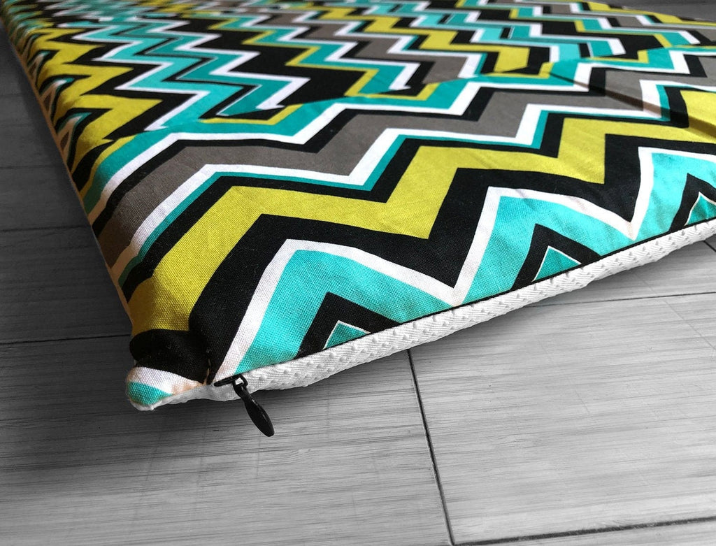 SALE IKEA Bankkamrat, Hemmahos, Stuva Bench Pad Cover  Chevron Pattern, Turquoise Blue Yellow