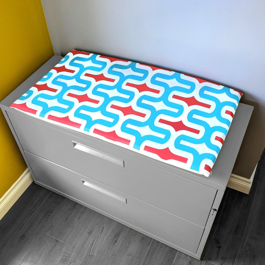SALE IKEA Bankkamrat, Hemmahos, Stuva Bench Pad Cover  Geometric Pattern, Turquoise Blue Red