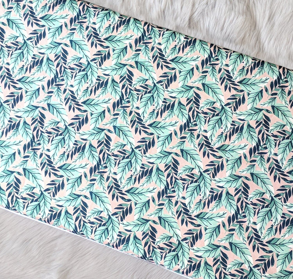 SALE IKEA Bankkamrat, Hemmahos, Stuva Bench Pad Cover Pink Green Leaf Print