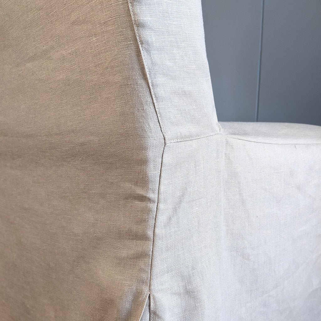 Beige Linen Floor-Length Slipcover Compatible with IKEA Henriksdal Chair – Elegant Dining Room Upgrade