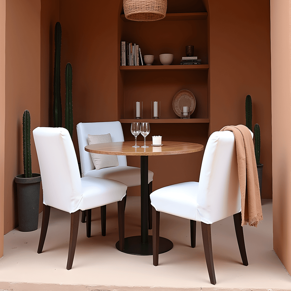 2 Pack Solid White European Linen Canvas Dining Chair Cover, Compatible with IKEA Henriksdal