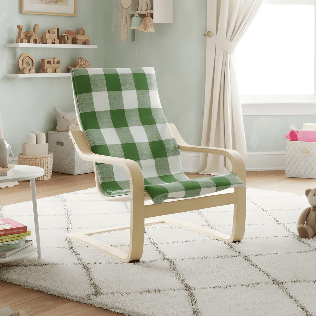 Green Check Cushion Cover, Compatible with IKEA Children's Poang